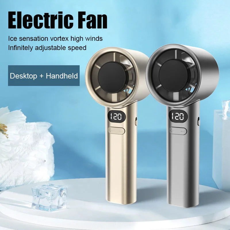 Portable Handheld Fan 120 Wind Speeds Mini Bladeless Hand Fan USB Rechargeable Highspeed Fans Camping Electric Fans Air Cooler