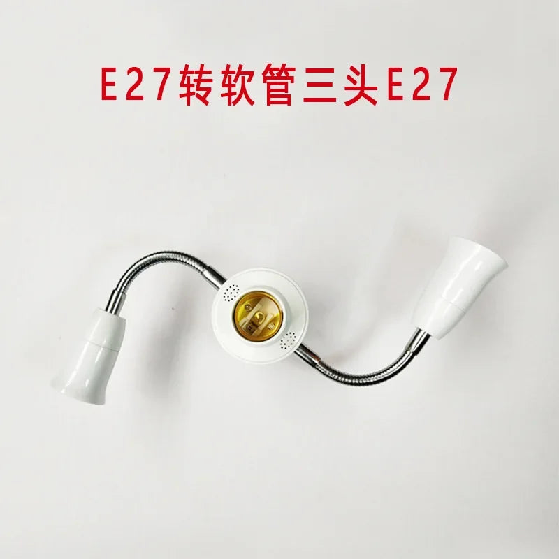 E27 multi head flexible tube LED universal conversion lamp head Double head lamp holder accessories Extended head