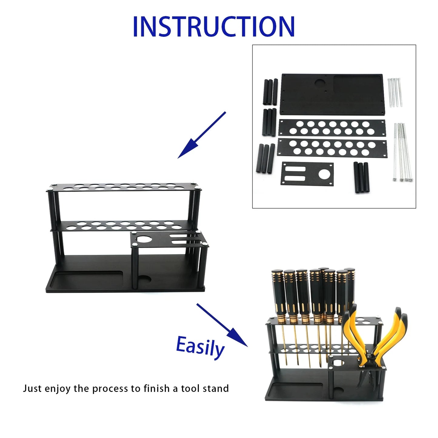 Screwdriver Storage Rack Holder Screwdriver Organizers for Hex Cross Screw Driver RC Tools Kit Organizers 30 Hole Without Tools