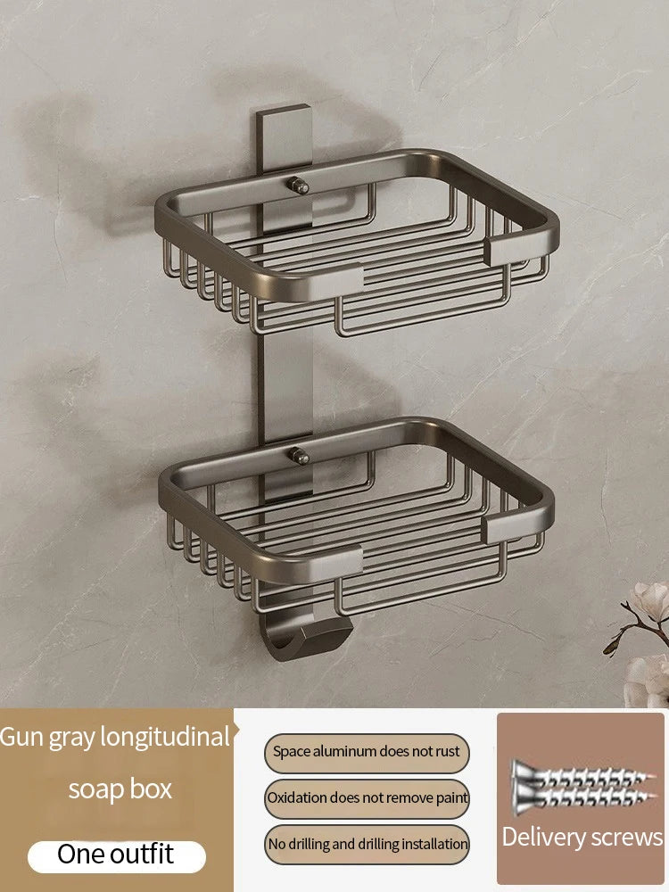 Aluminum Bathroom Drain Soap Storage Holder Soap Dish Storage Rack Bathroom Accessories