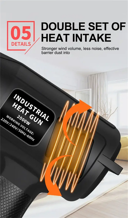 2000W Hot Air Gun High Power Temperature Regulating Industrial Electric Heat Gun Automobile Film Baking Gun Tool