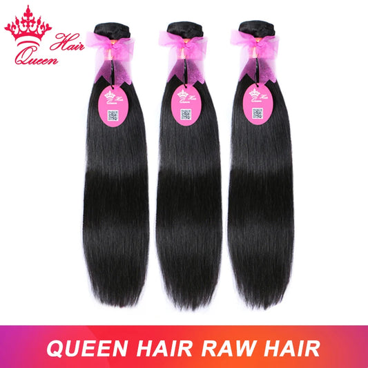 Queen Hair Raw Straight Hair 100% Human Hair Unprocessed Raw Hair Bundles Weave Extension Brazilian Hair Natural Color
