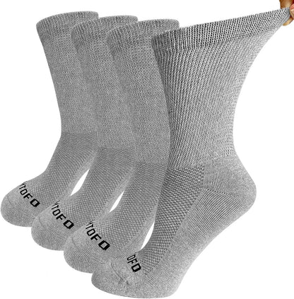 4 Pairs Diabetic Non Binding Socks For Men Women Loose Fitting Socks Cotton Wide Top Socks Breathable & Moisture wicking