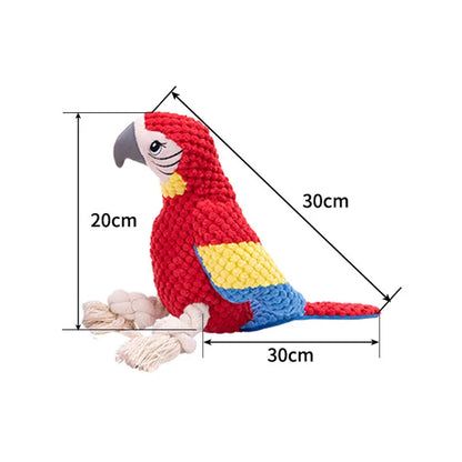 Plush Dog Toys Interactive Squeaky Durable Stuffed Cotton Rope Pet Puppy Toys Teeth Cleaning Embroidery Parrot Pet Supplies