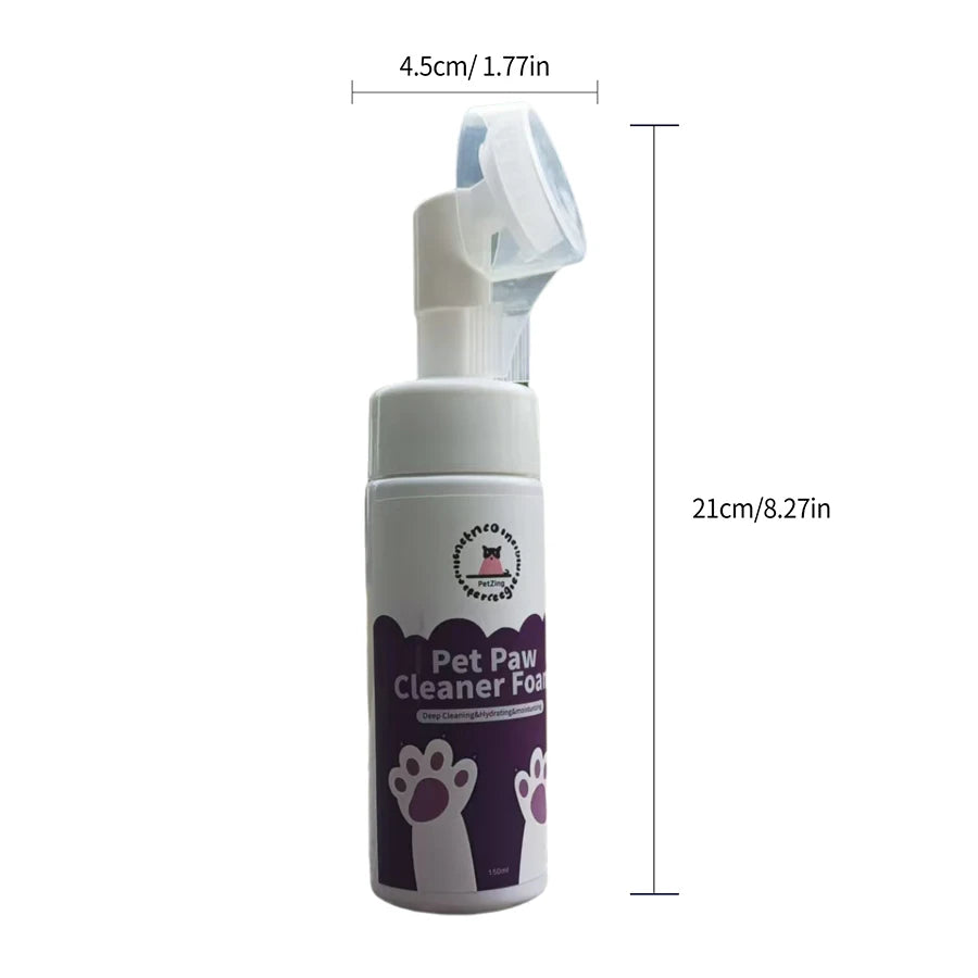Clean Paws | No-Rinse Dog Paw Cleaner & Puppy Paw Washer | Gentle, Fragrance-Free, pH Balanced Foaming Cleanser with Silicone Br