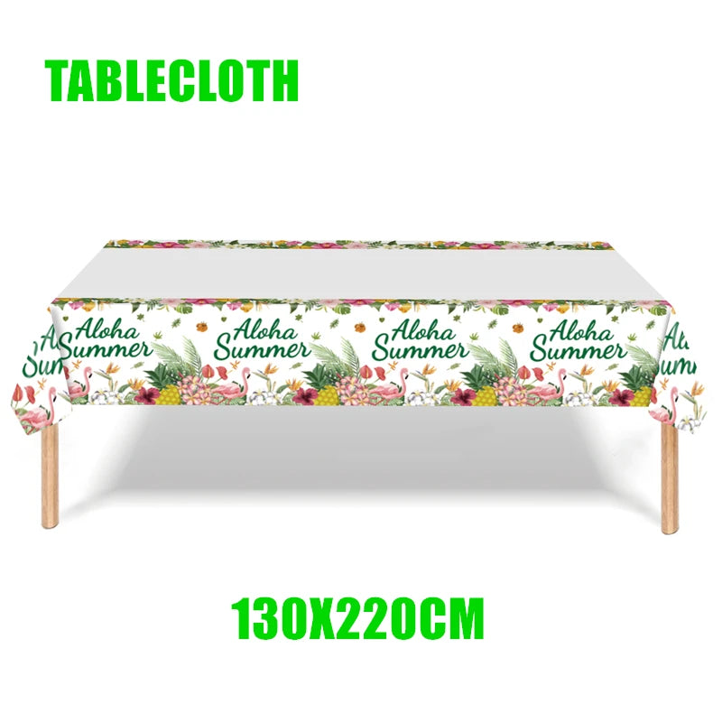 Hawaii Party Decorations Disposable Tableware Hawaii Summer Tropical Party Supplies Flamingo Aloha Birthday Party Decoration