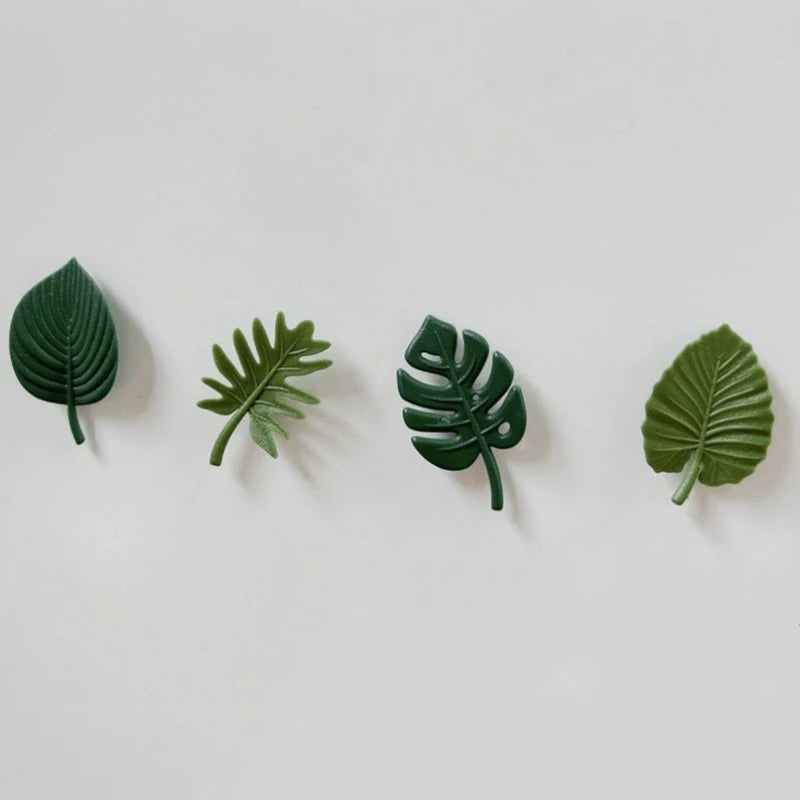 4Pcs Fridge Magnets ABS Mini Refrigerator Stickers Waterproof Fixing Refrigerator Magnets Tropical Leaves Fridge Stickers
