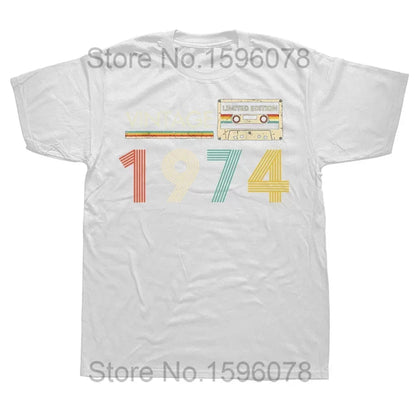 Vintage 1974 Limited Edition Cassette T Shirt Harajuku 50th 50 Years Old Birthday Party Retro Tshirt mens Clothes