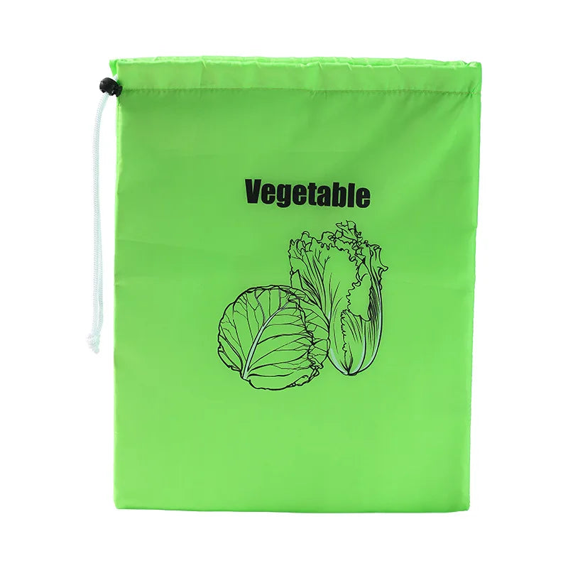 Fruit Vegetables Storage Bag Reusable Drawstring Food Storage Bags Fresh-keeping Pouch Bag for Picnic Outdoor Activities
