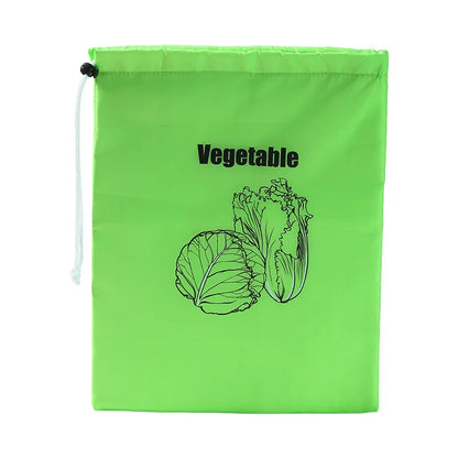 Fruit Vegetables Storage Bag Reusable Drawstring Food Storage Bags Fresh-keeping Pouch Bag for Picnic Outdoor Activities
