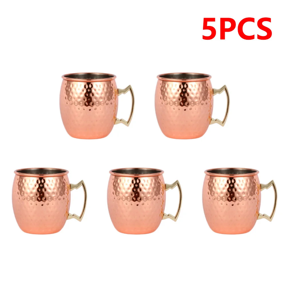 Moscow Mule Copper Mugs Metal Beer Cup Stainless Steel Copper Goblet Cocktai Wine Coffee Cup Champagne Party Bar Drinkware Tools