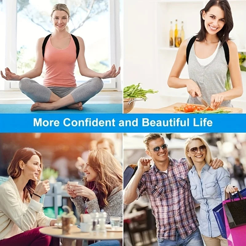 Adjustable Breathable Back Support Brace Posture Corrector Body Shaping Belt for Men Women Improves Posture Prevents Back Pain
