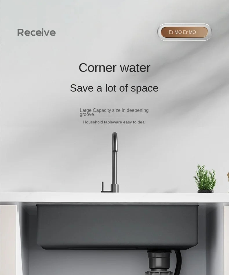 Nano 304 Stainless Steel Sink Waterfall Large Single Slot Kitchen Sink Vegetable Sink Stainless Steel Sink Household Sink