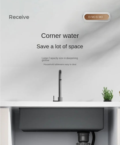 Nano 304 Stainless Steel Sink Waterfall Large Single Slot Kitchen Sink Vegetable Sink Stainless Steel Sink Household Sink