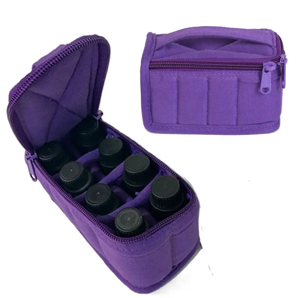 8-Grid Essential Oils Carry Case Moisture-proof Shockproof Cosmetic Organizer Box Handle Convenient Essential Oils Container