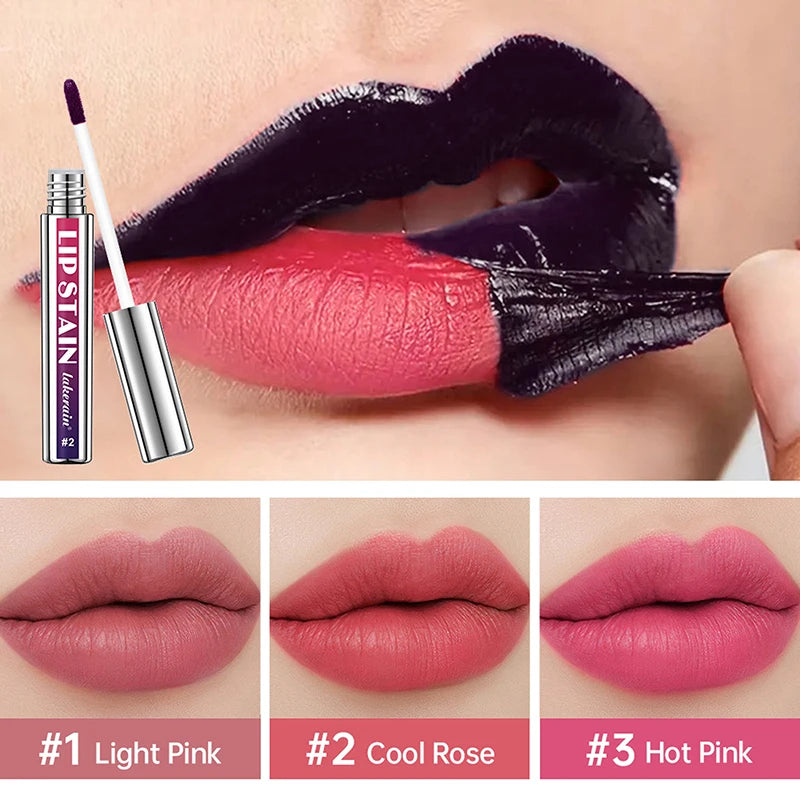 Peel Off Lip Stain Reveal Long Lasting Waterproof Pink Lip Tint Transfer Proof Non-stick Cup Natural Lip Stain Women's Cosmetics