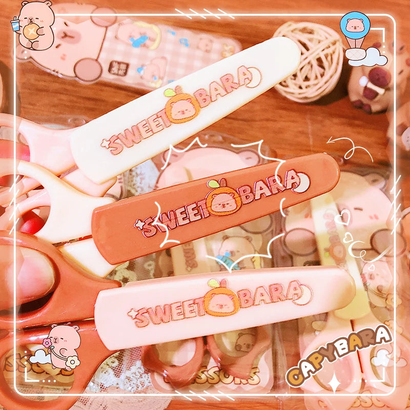 school supplies kawaii stationery scissors office supplies and school acsesories cute capybara mini scissors Pretty stationery