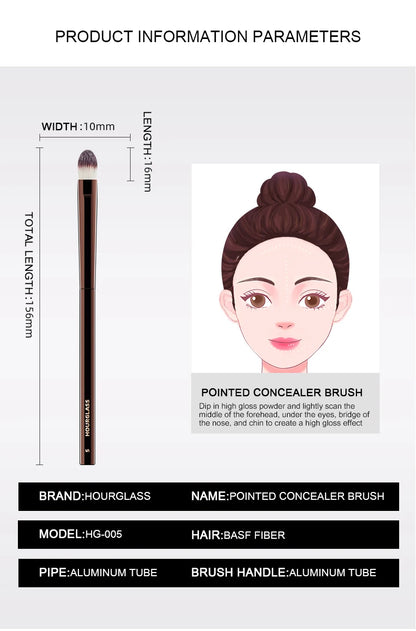 Hourglass Makeup Brush- No.5 Small Concealer Brush Soft and Skin-friendly Fiber Hair Cover up Flaws Fashion Design Face Brush