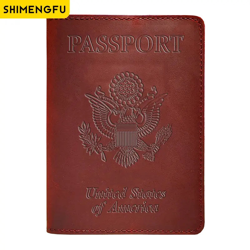 Genuine Leather Passport Cover USA Travel Accessories Menassport Holder America Passport Pouch