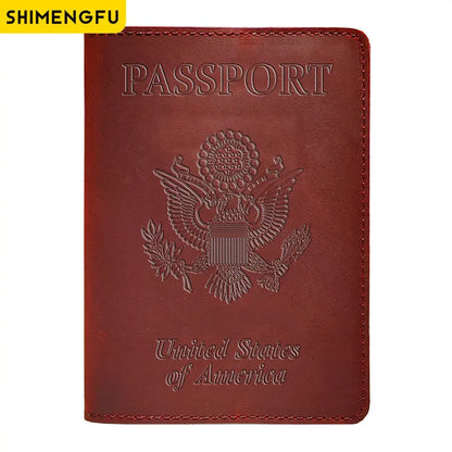 Genuine Leather Passport Cover USA Travel Accessories Menassport Holder America Passport Pouch