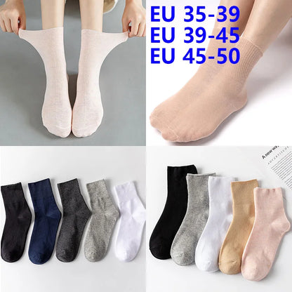 Women's 5 Pairs Quality Cotton Diabetic Middle Socks Comfortable Loose Mouth  Plus Size48,49,50 Older Men's Diabetic Socks Meias