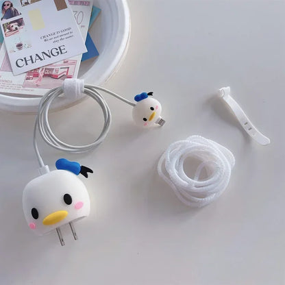 4Pcs Set Cable Protector for iPhone / iPad 18W/20W Charger Protector Case 3D Cartoon Cable Management Phone Wire Cord Organizers