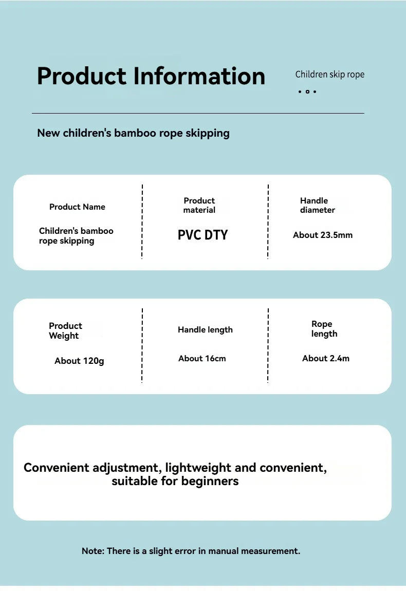 Wholesale adult and children's skipping ropes with colorful soft beads and bamboo nodes. Children's skipping ropes