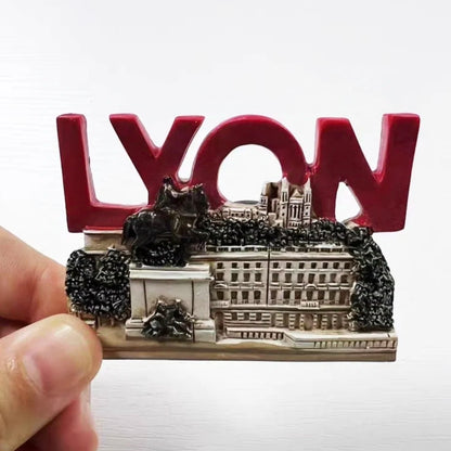 Europe France Lyon Strasbourg Marseille Resin 3D Fridge Magnets Tourism Souvenir Refrigerator Sticker