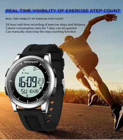 SANDA 9064 Student Sports Quartz LED Electronic Watch Calorimeter Step Electronic Watch Sleep Monitoring Smart Electronic Watch