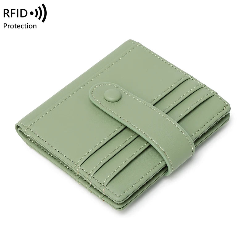 RFID Anti-blocking Wallet for Women, Multi-Card, Credit Card Bag, Lightweight and Simple, Short Buckle, Small, Fashion Wallet