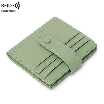 RFID Anti-blocking Wallet for Women, Multi-Card, Credit Card Bag, Lightweight and Simple, Short Buckle, Small, Fashion Wallet