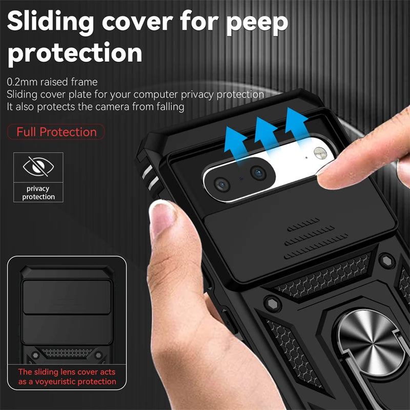 Full Cover For Google Pixel 7 Case For Google Pixel 7 6A 7A 8 Pro Push Window Magnetic Phone Holder Case For Google Pixel 7 Case