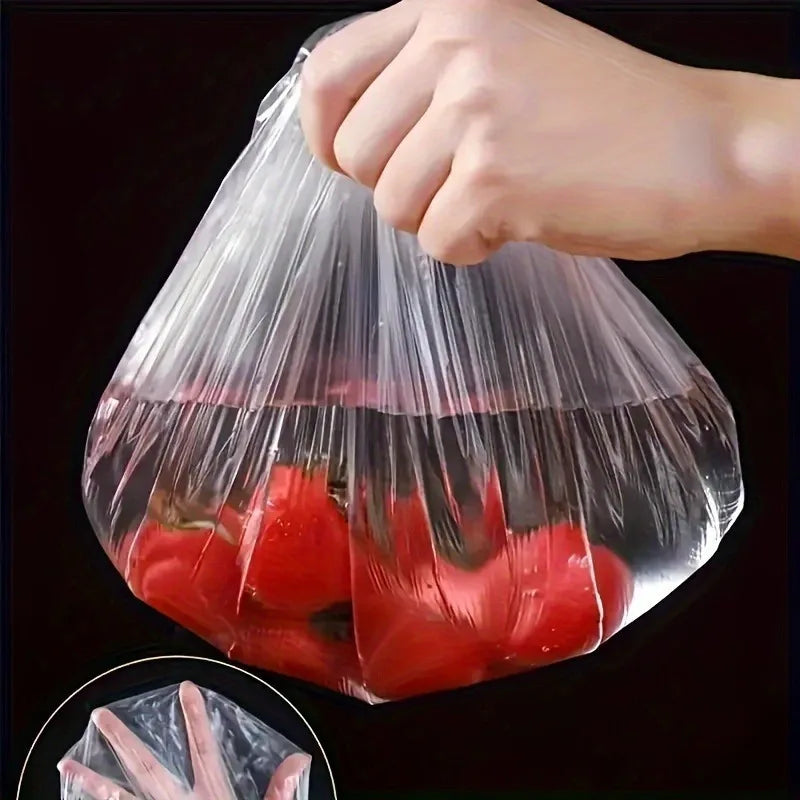 100-Pack Reusable Elastic Food Storage Covers Transparent Stretchable Plastic Bowl Plate Wrap Unscented Alternative to Foil