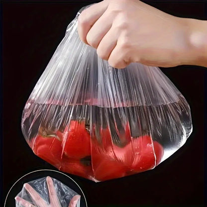 100-Pack Reusable Elastic Food Storage Covers Transparent Stretchable Plastic Bowl Plate Wrap Unscented Alternative to Foil