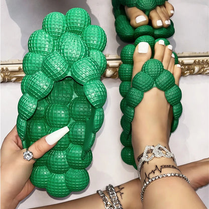 Flip-flops Bubble Shoes Summer New Fashion Open-toed Bubble Slippers 2025 Women Wear Slippers Indoor Flat Sandals Beach Shoes