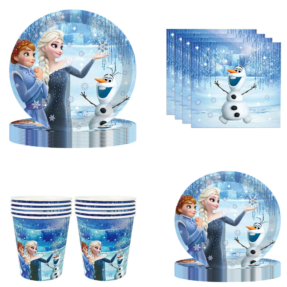 Birthday Disney Frozen happy party for party Disposable tableware girl fover party decor Snow Queen anniversary party Supplies