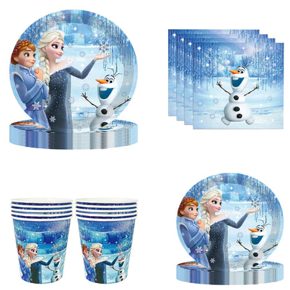 Birthday Disney Frozen happy party for party Disposable tableware girl fover party decor Snow Queen anniversary party Supplies