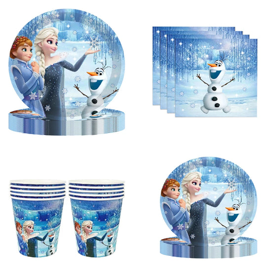 Birthday Disney Frozen happy party for party Disposable tableware girl fover party decor Snow Queen anniversary party Supplies