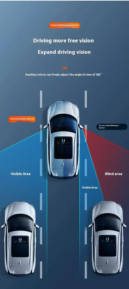 2Pcs 360 Degree Adjustable Blind Spot Mirror Car Auxiliary Rearview Convex Mirror Round Frame Wide Angle Mirrors for Car Reverse