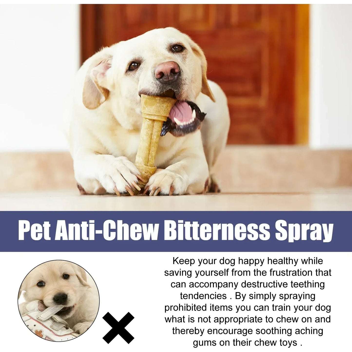 Bitter Taste Pet Anti-Chew Spray 50ML Strong Deterrent Spray to Prevent Chewing Furniture Legs Scratching Sofas Effective Dog