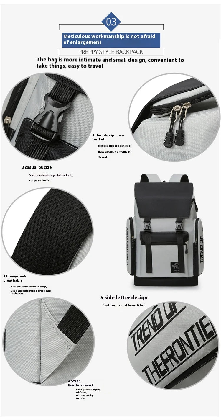 Large capacity backpack, men's backpack, men's leisure travel bag, computer backpack, middle school student, college student