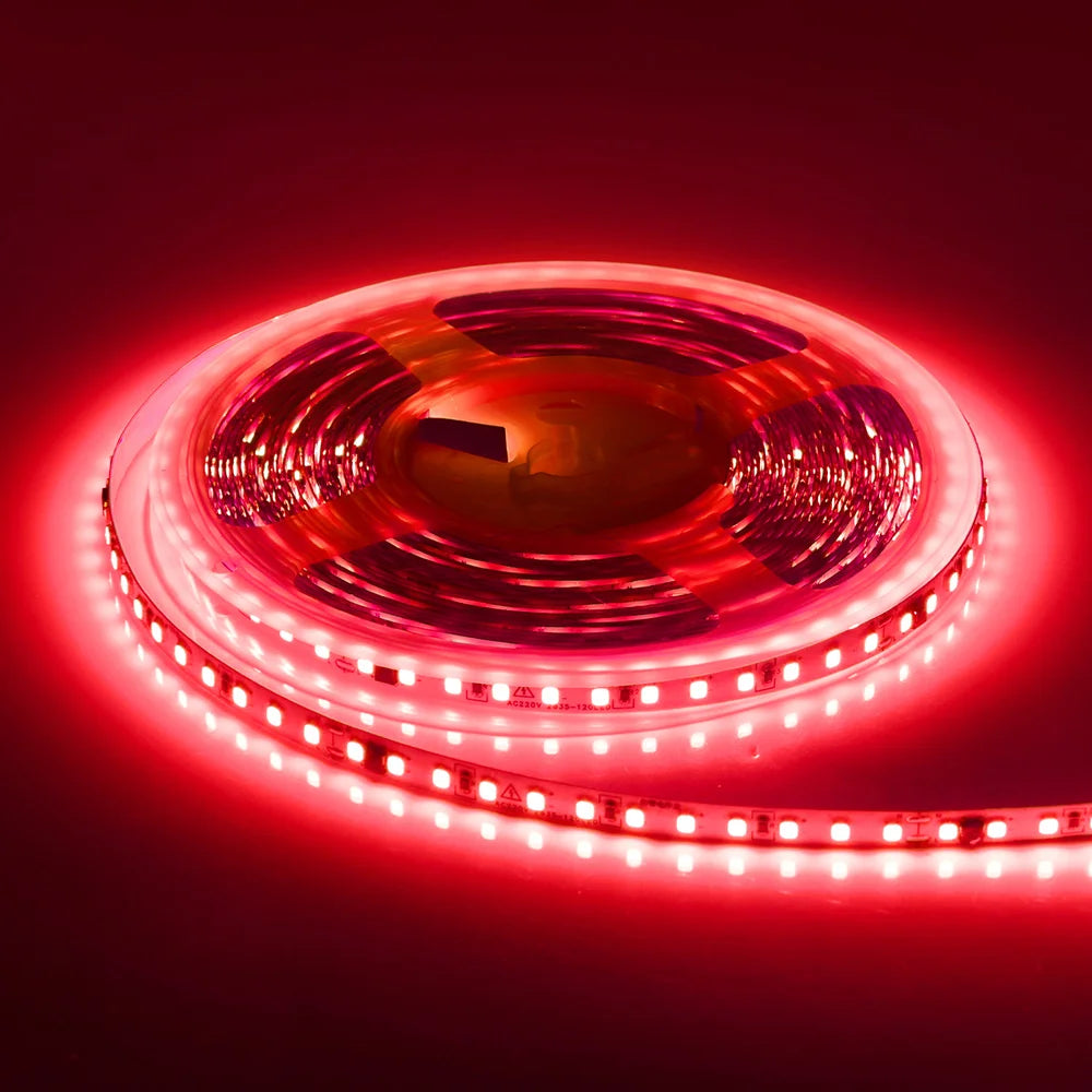 5m 10m 20m 50m LED Strip Light AC 220V 230V 240V IP55 2835 120 LEDs Flexible Ribbon Rope Lights Tape 9 Colors Home Decoration