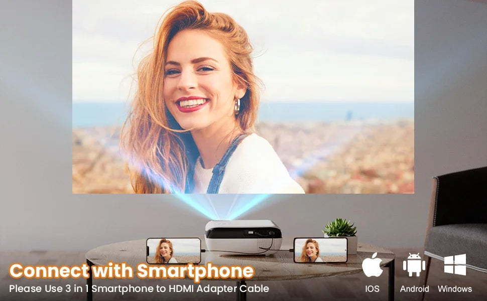 Projector Native 1080P Bluetooth Projector Portable 1920x1080dpi Outdoor Full HD Mini Projector Home Bedroom Speaker 9500Lumens