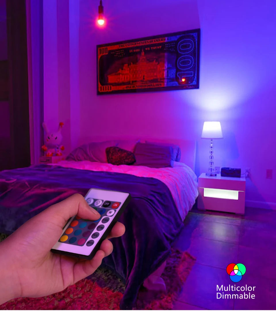 24 Key Remote Control Smart Lamp Atmosphere Light 16 Colors RGB Bulb LED Multicolor Bulb E27 220V Household Lighting Dimmable