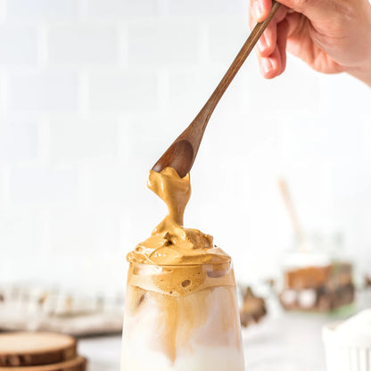 2PCS Coffee Spoon Long Handle Coffee Spoon Japanese Stirring Small Wooden Spoon Retro Honey Spoon Nanmu Small Soup Spoon