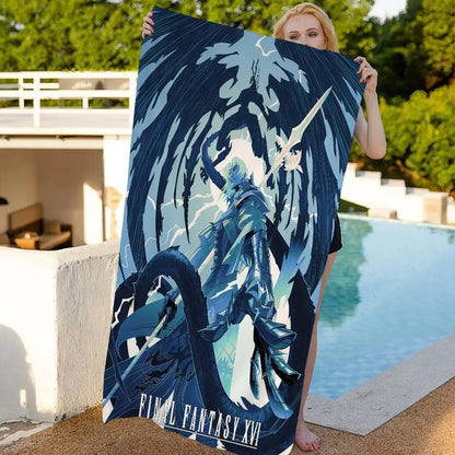 Video Games Final F-Fantasy Cartoon Beach Towel Cute Kawaii Room Decor Bath Girls Children Hand Towels For Bathroom Shower
