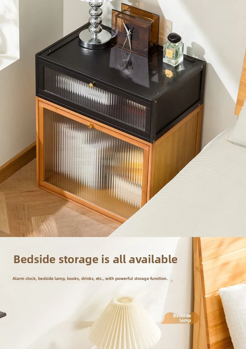 Solid wood bedside table locker small simple bedroom home 2025 new bedside shelf cabinet