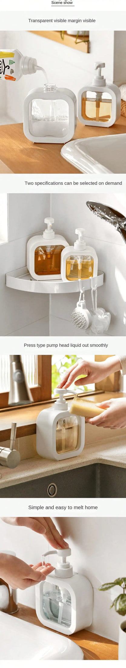 New Transparent Dispensing Bottle, Bathroom Hand Sanitizer Dispensing Bottle, Plastic Press Bottle, Visual Lotion Dispensing Empty Bottle