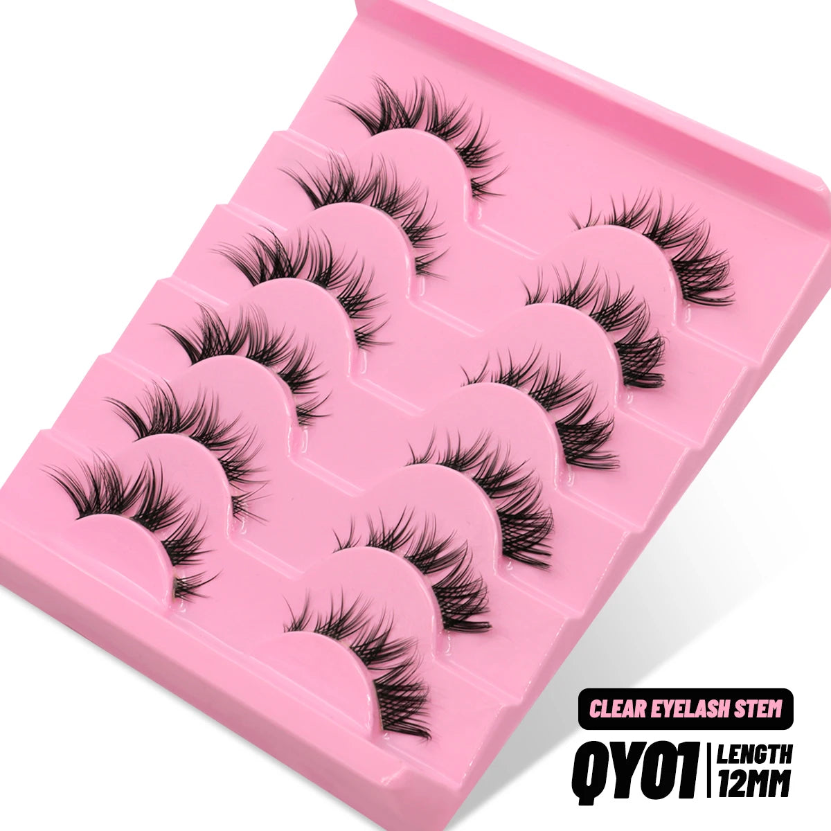 GROINNEYA Lashes 5/7 Pairs Wispy Mink Lashes Invisible Band Eyeashes Look Like Extensions Strip Lashes Natural Look Soft Fluffy