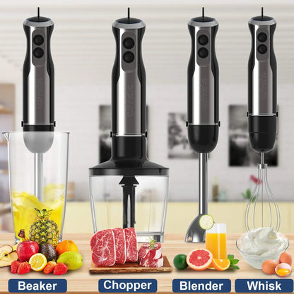 Wancle 1000W Immersion Hand Blender 4 in 1 Powerful Stick Blender Mixer 16 Speeds Adjustable for Protein Shakes Whipped Cream